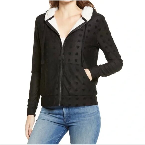 BOBEAU Flocked Zip Hoodie - Picture 1 of 8